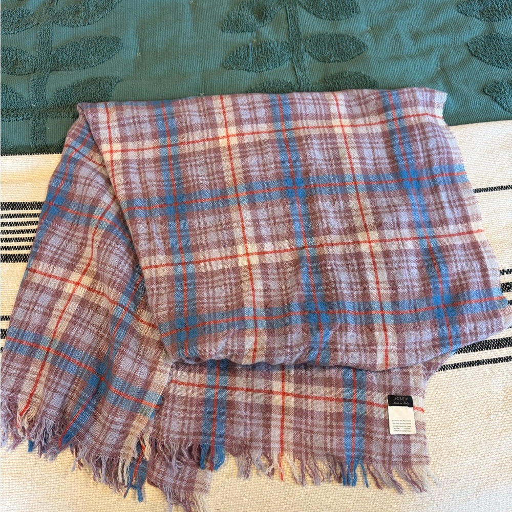 J. Crew wool Plaid Fringe blanket scarf